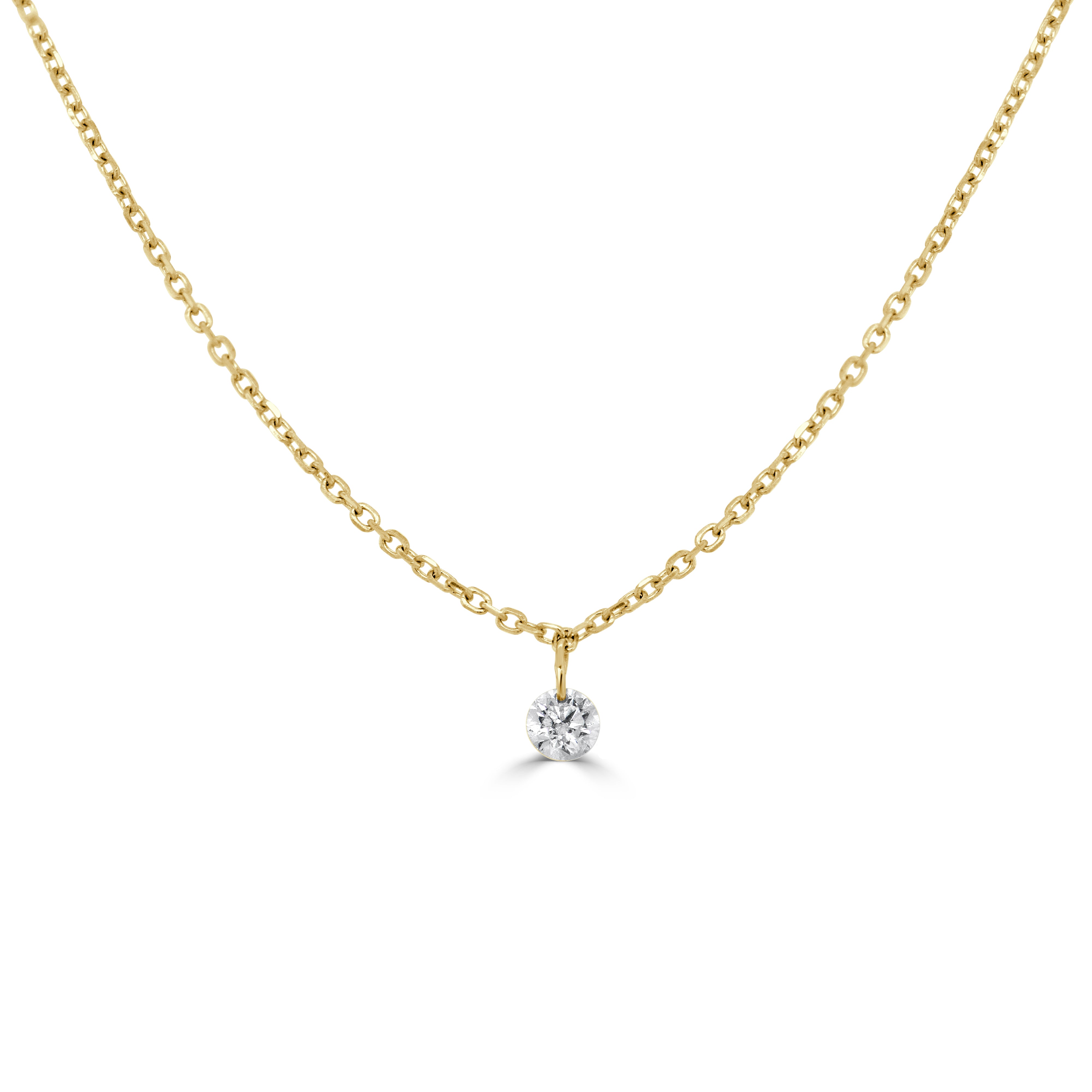 14K Gold Diamond Pendant Necklace - 0.09ct