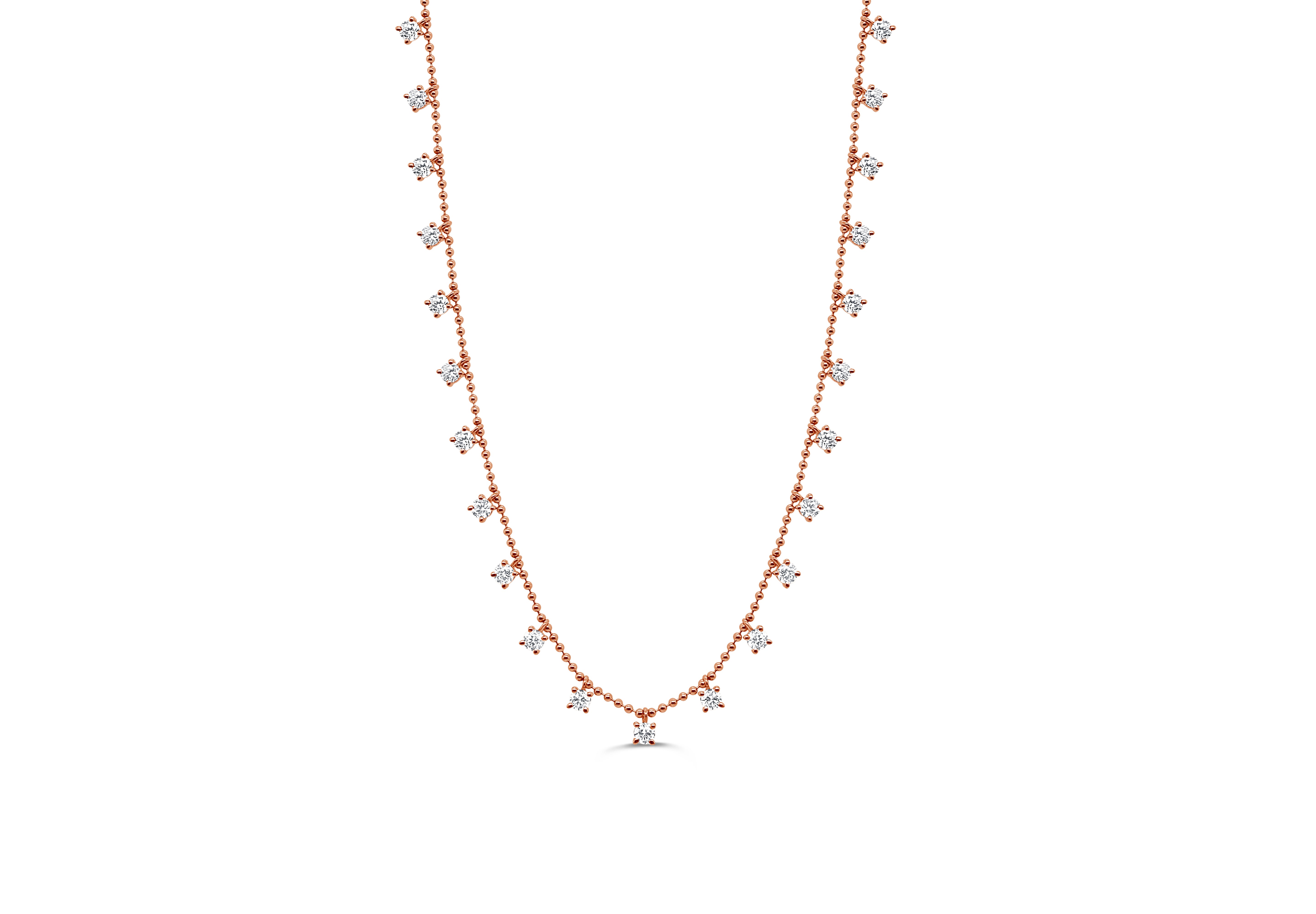 14K Gold Bead & Diamond Necklace - 2.06ct