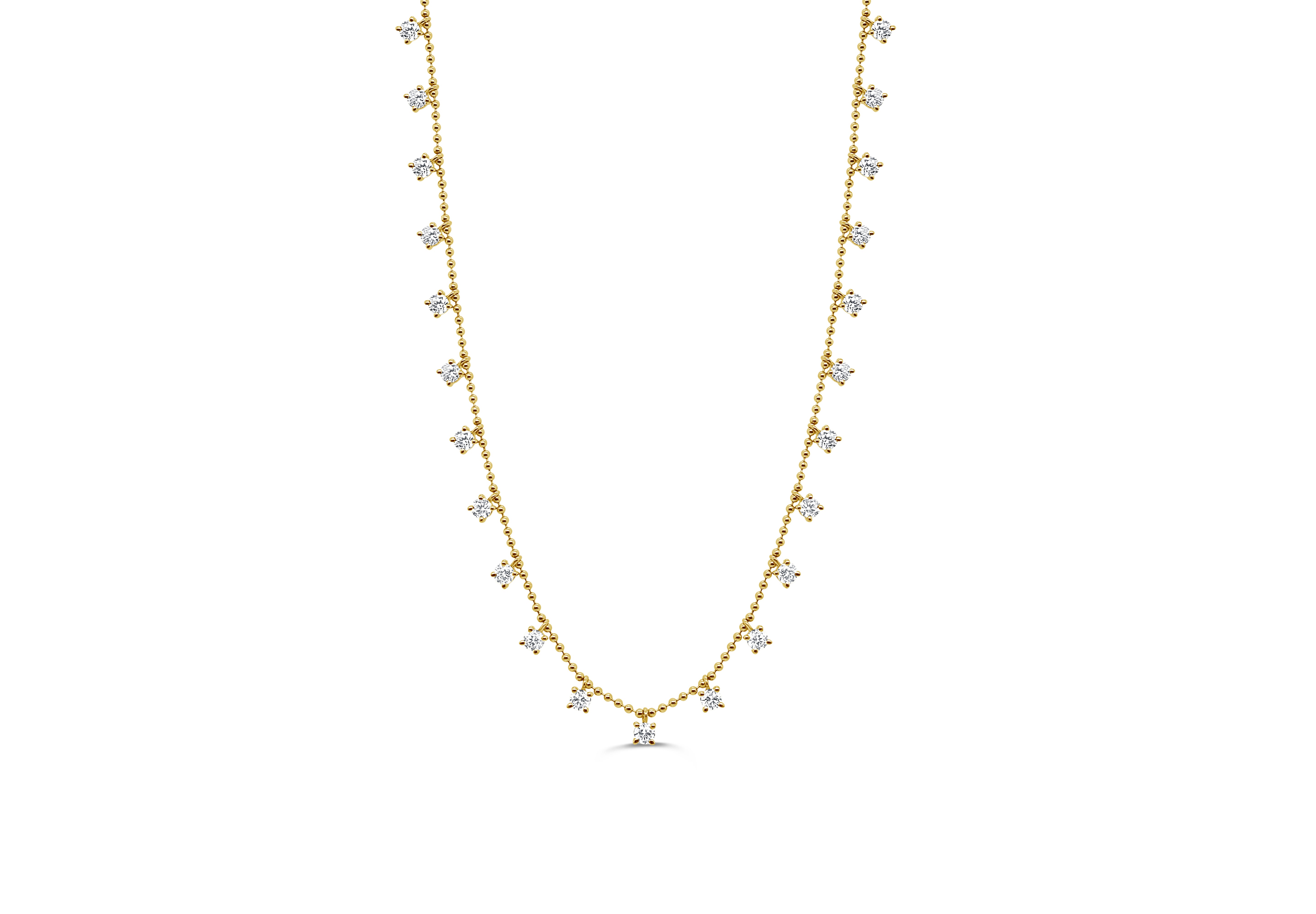 14K Gold Bead & Diamond Necklace - 2.06ct