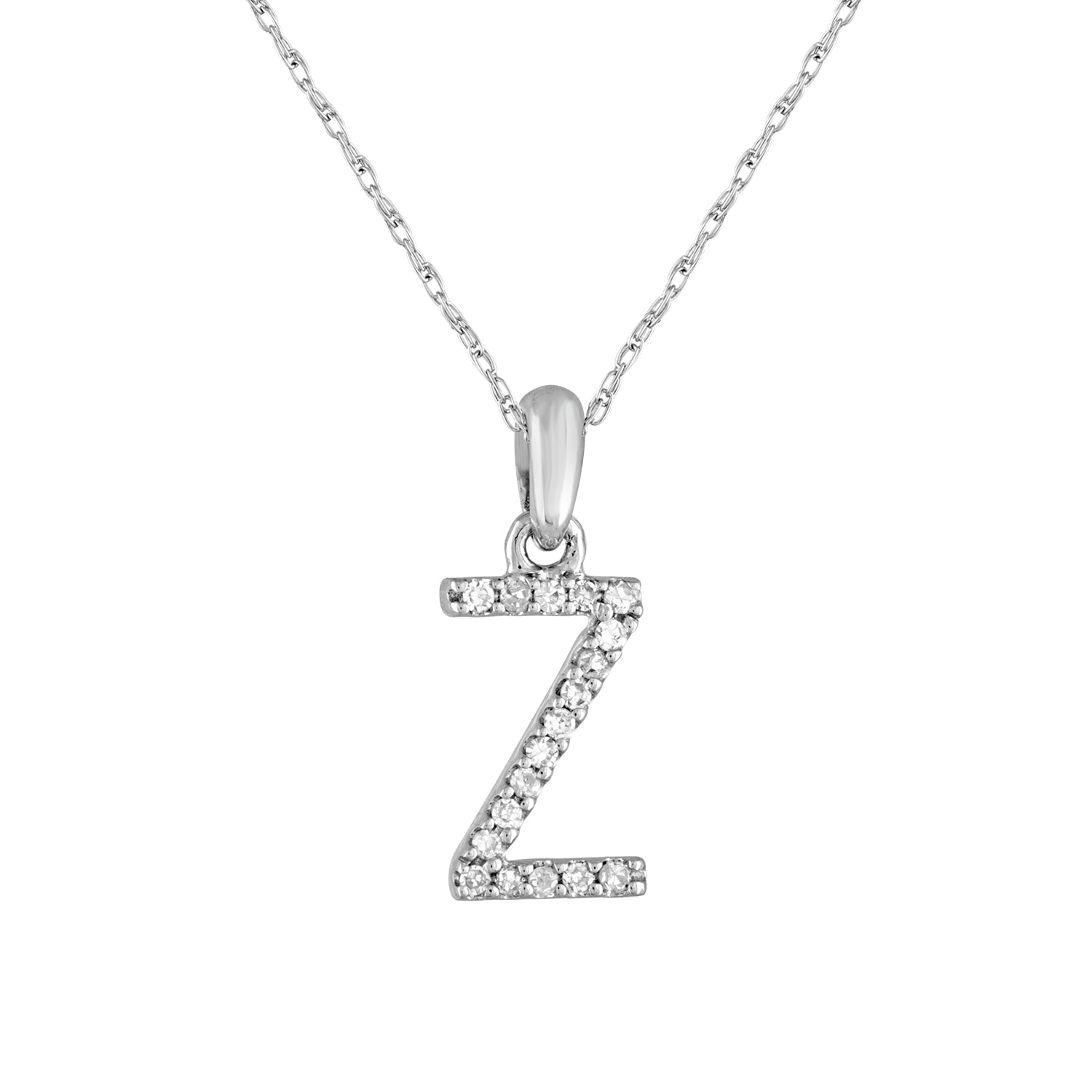 14k Gold & Diamond Initial A-Z Necklace Pendant 16-18" Inches - 0.07 ct. - 0.09 ct.