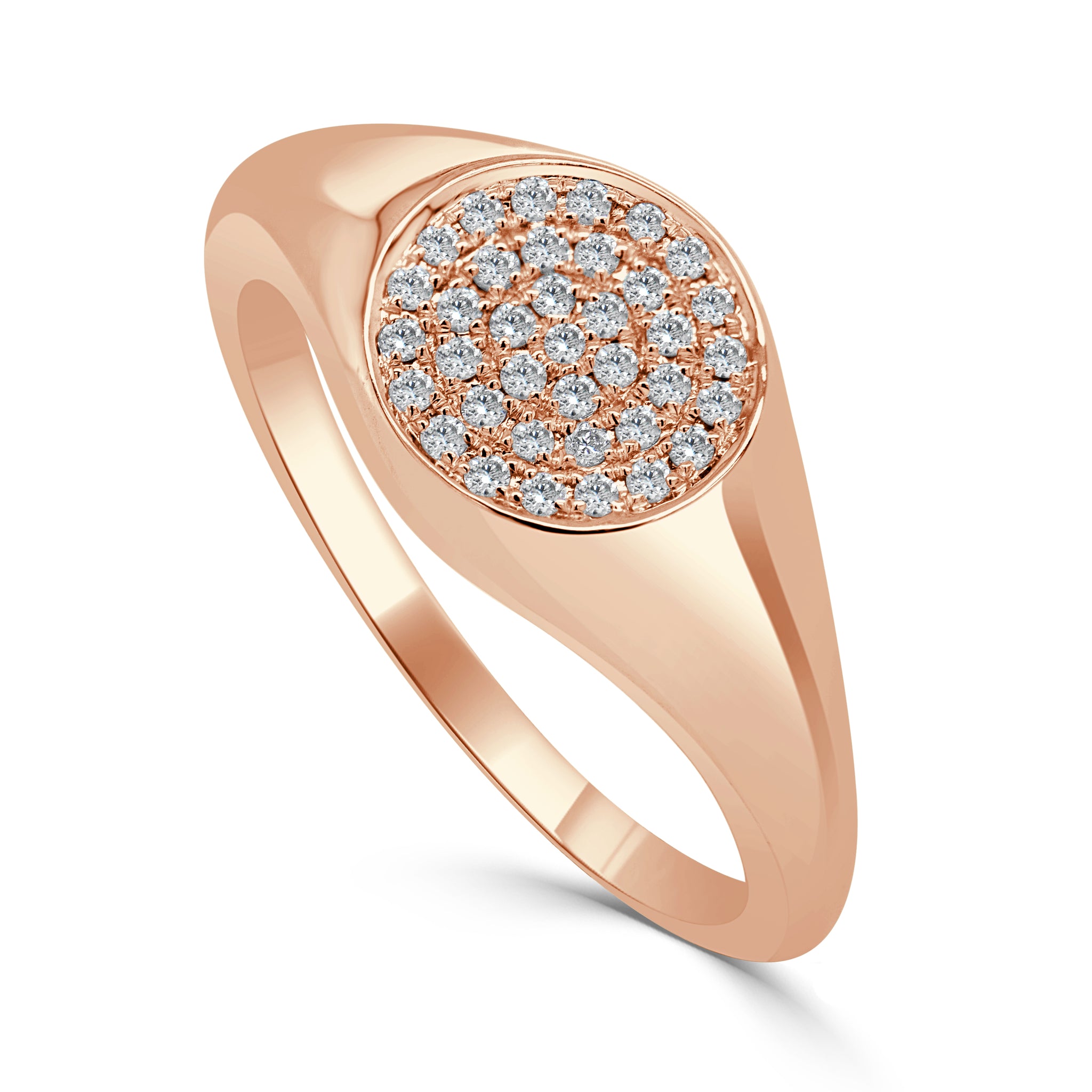 Diamond Signet Ring - 14 karat gold ring for women, diamonds – MOSUO
