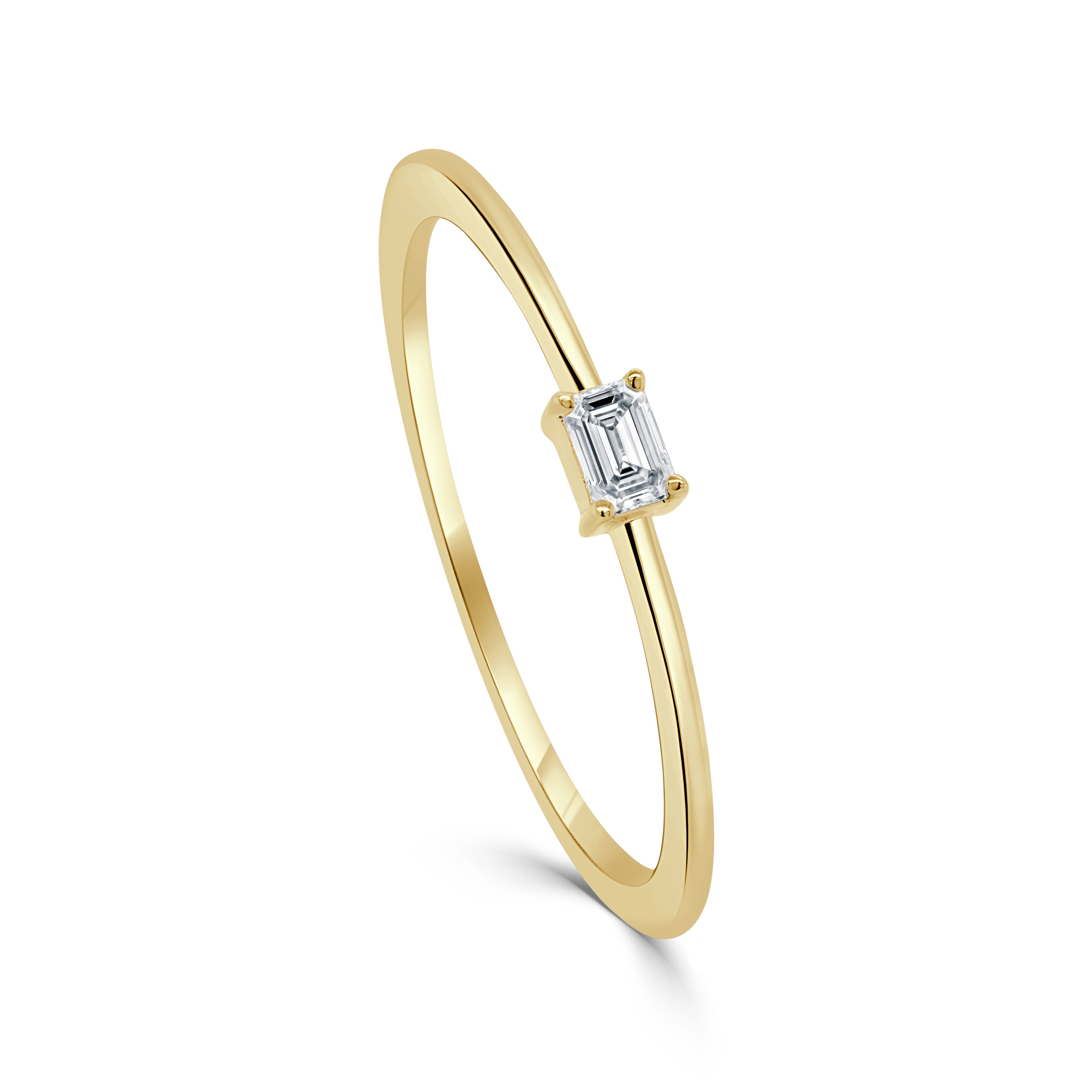 14k Gold & Emerald-Cut Diamond Ring - 0.10ct