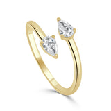 14k Gold & Pear-Shape Diamond Wrap Ring - 0.45ct