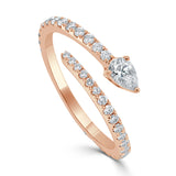 14k Gold & Pear-Shape Diamond Wrap Ring - 0.76ct