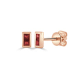 14k Gold & Baguette Ruby Stud Earrings - 0.10ct