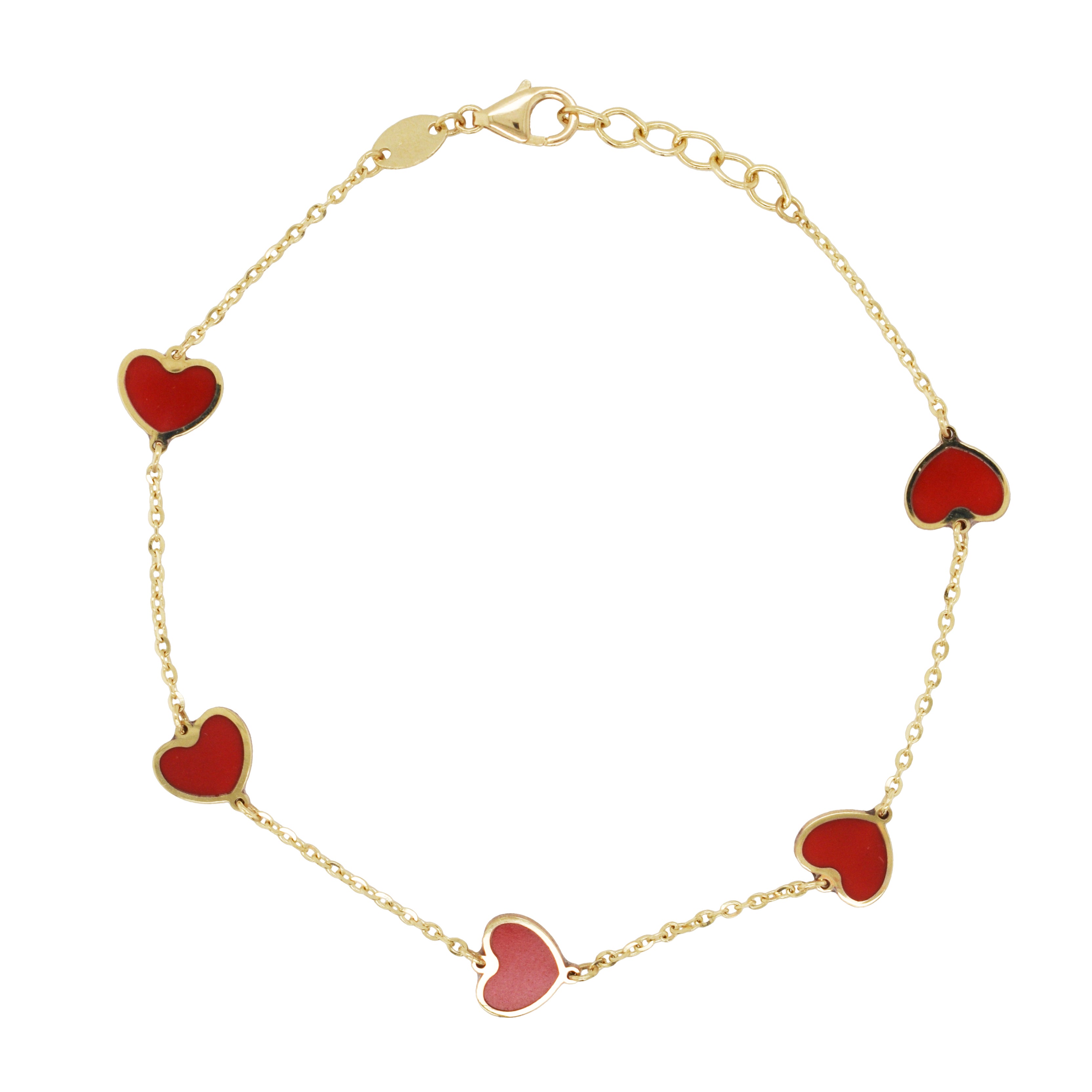 14K Gold & Inlay Station Heart Color Bracelet