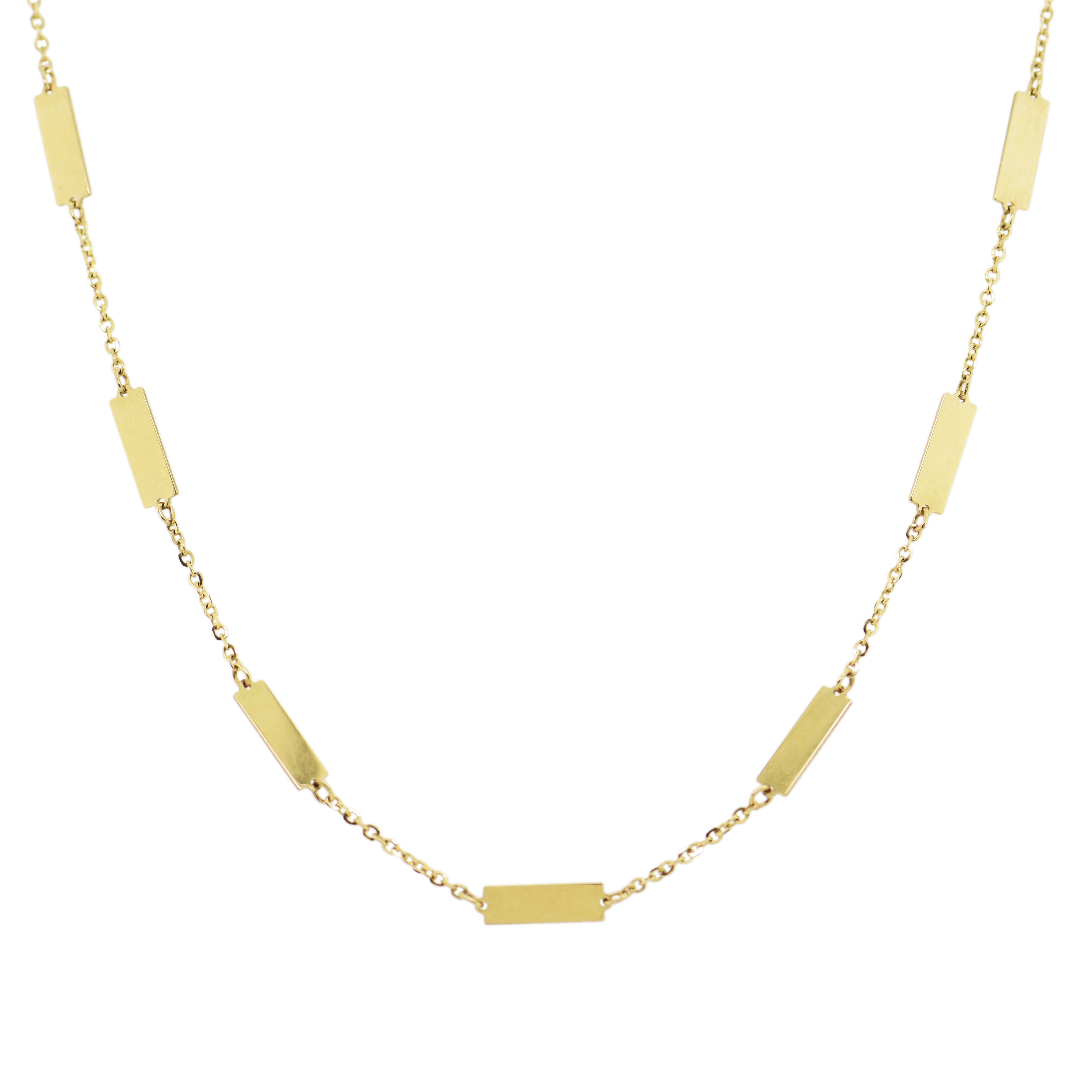 14K Gold Bar Station Necklace