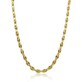 14K Gold Puff Mariner Link Necklace