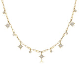 14K Gold & Diamond Star Dangle Link Necklace - 0.20ct