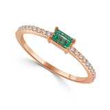 14k Gold & Emerald Baguette Stackable Ring - 0.11ct - 0.16ct