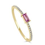 14k Gold & Pink Tourmaline Baguette Stackable Ring - 0.11ct - 0.16ct