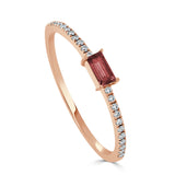 14k Gold & Ruby Baguette Stackable Ring