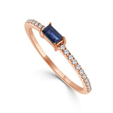 14k Gold & Sapphire Baguette Stackable Ring - 0.11ct - 0.16ct