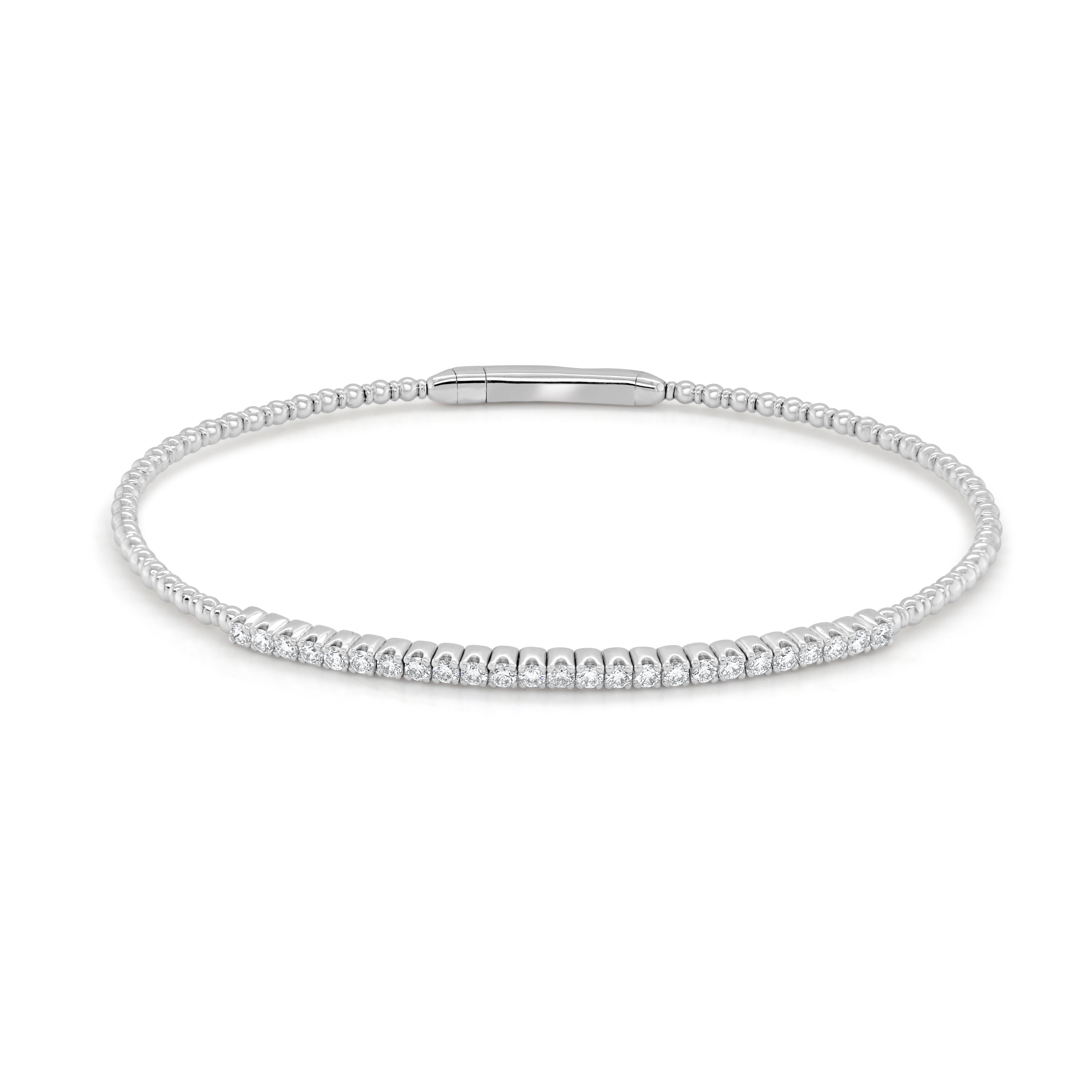 14K Gold Diamond Flexible Bangle - 0.45ct