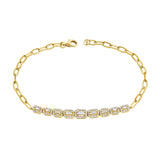 14K Gold & Baguette Diamond Link Chain Bracelet - 0.62ct