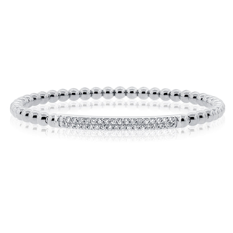 14K Gold & Diamond Beaded Bangle Bracelet - 0.53ct