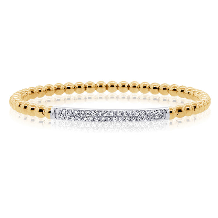 14K Gold & Diamond Beaded Bangle Bracelet - 0.53ct