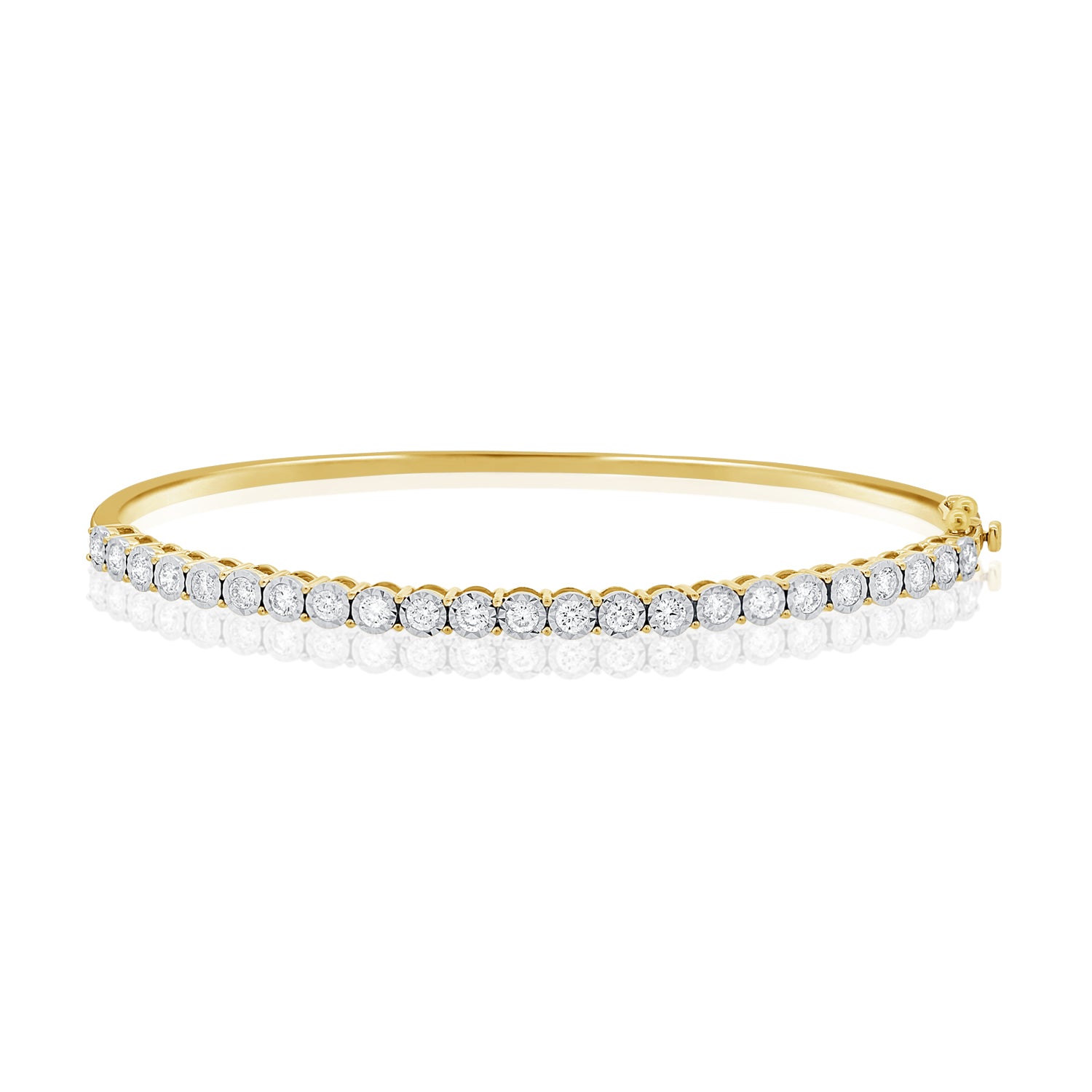 14K Gold & Diamond Bezel Bangle - 1.06ct