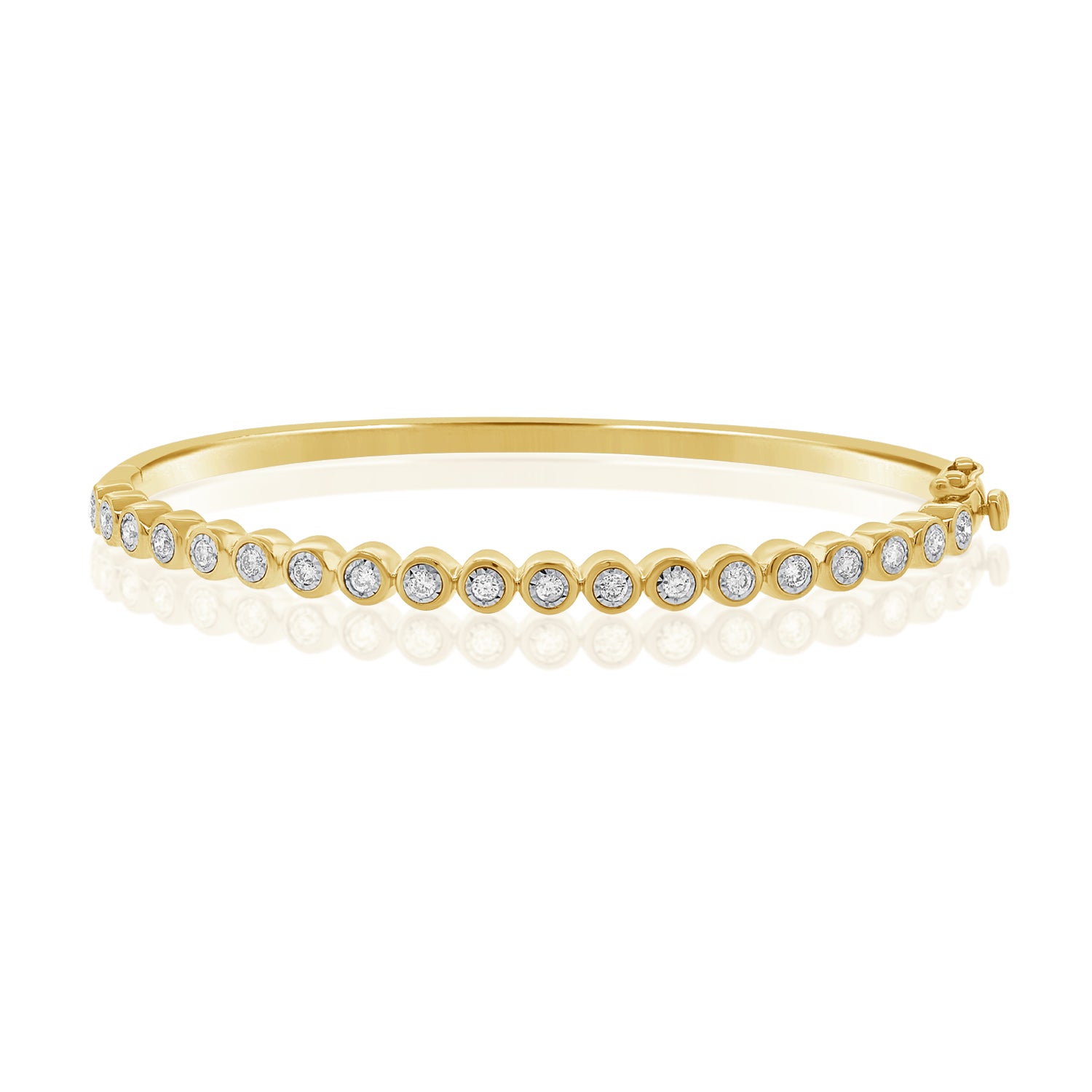 14k Gold & Diamond Bezel Bangle - 0.43ct