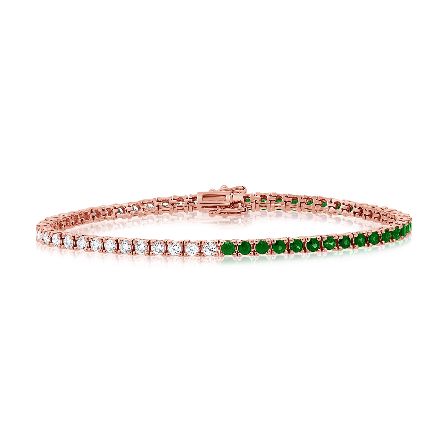 14K Gold Emerald & Diamond Tennis Bracelet