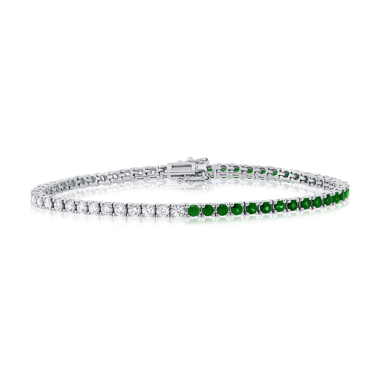 14K Gold Emerald & Diamond Tennis Bracelet