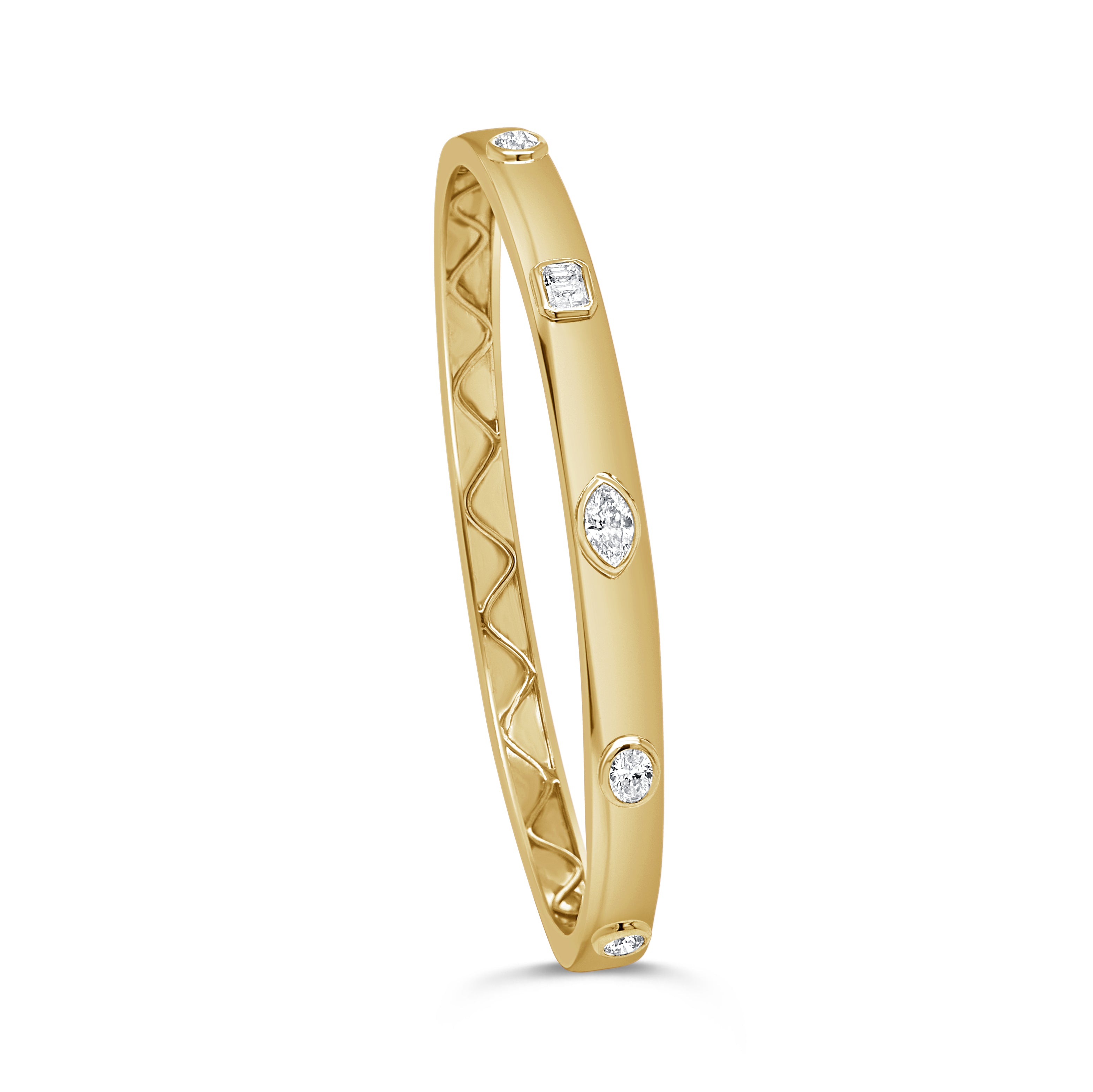 14K Gold Mixed Fancy Shape Diamond Bangle - 1.02ct