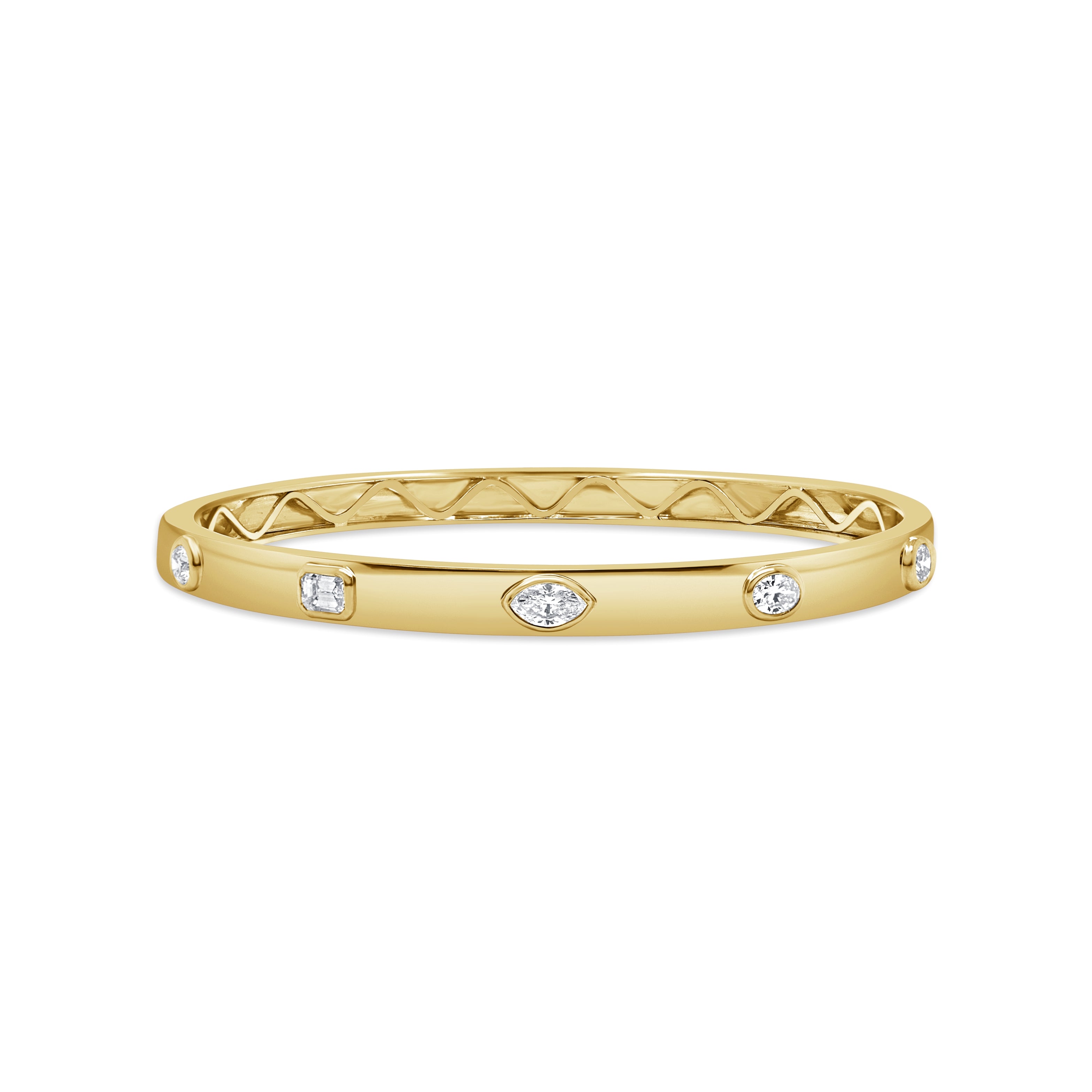 14K Gold Mixed Fancy Shape Diamond Bangle - 1.02ct