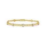 14K Gold & Emerald Cut Diamond Flexible Bangle - 0.88ct