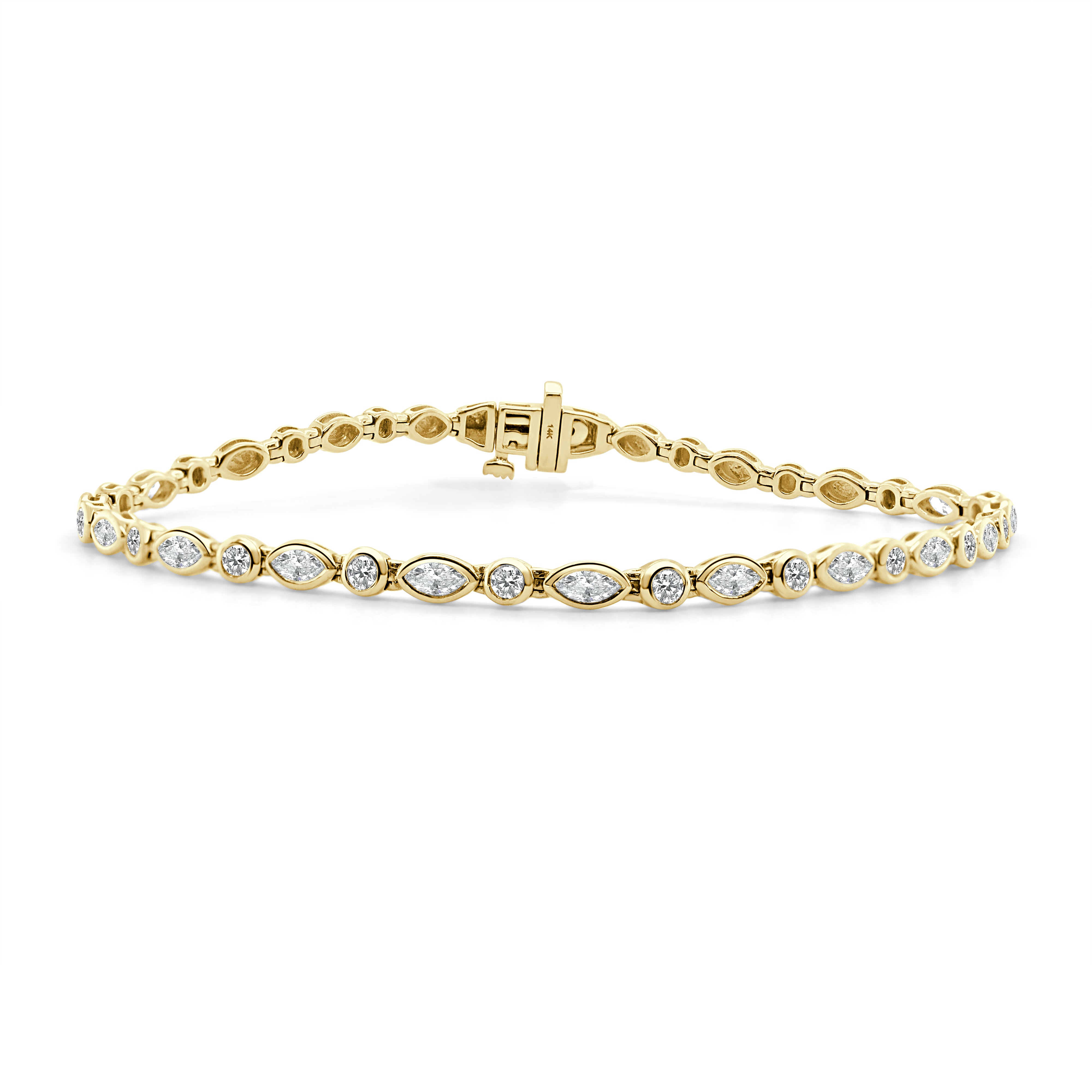 14K Gold Round & Marquise Diamond Bracelet - 1.37ct