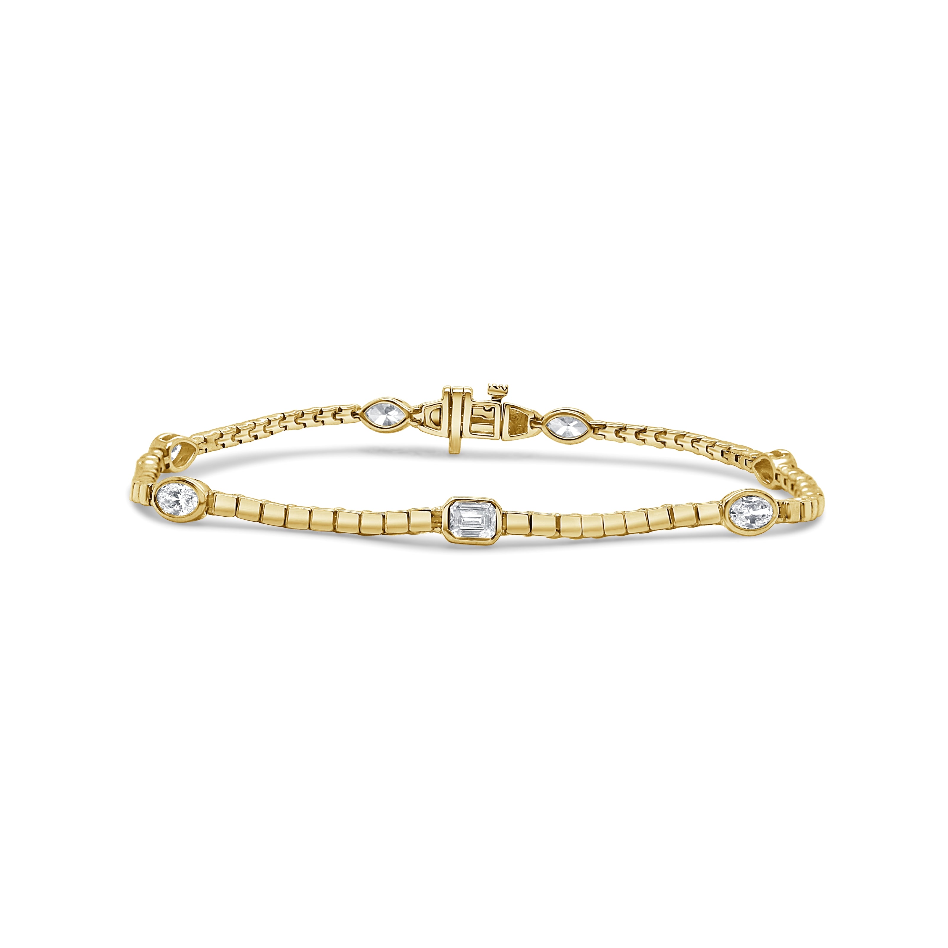 14K Gold Fancy-Shape Diamond Bracelet - 1.16ct