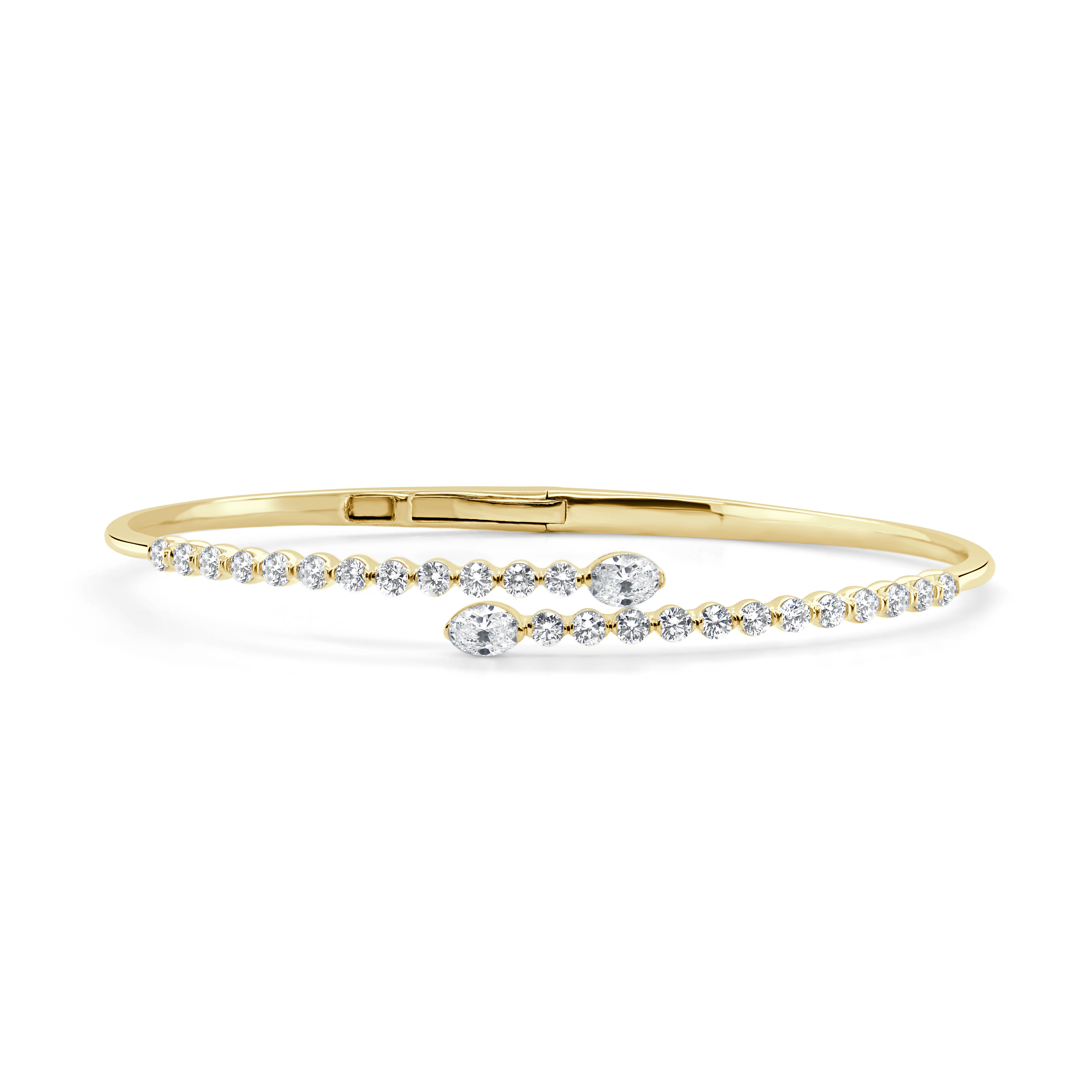 14K Gold Two-Tone & Oval-Cut Diamond Bangle Bracelet