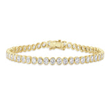 14K Gold Diamond Oval Bezel Bracelet