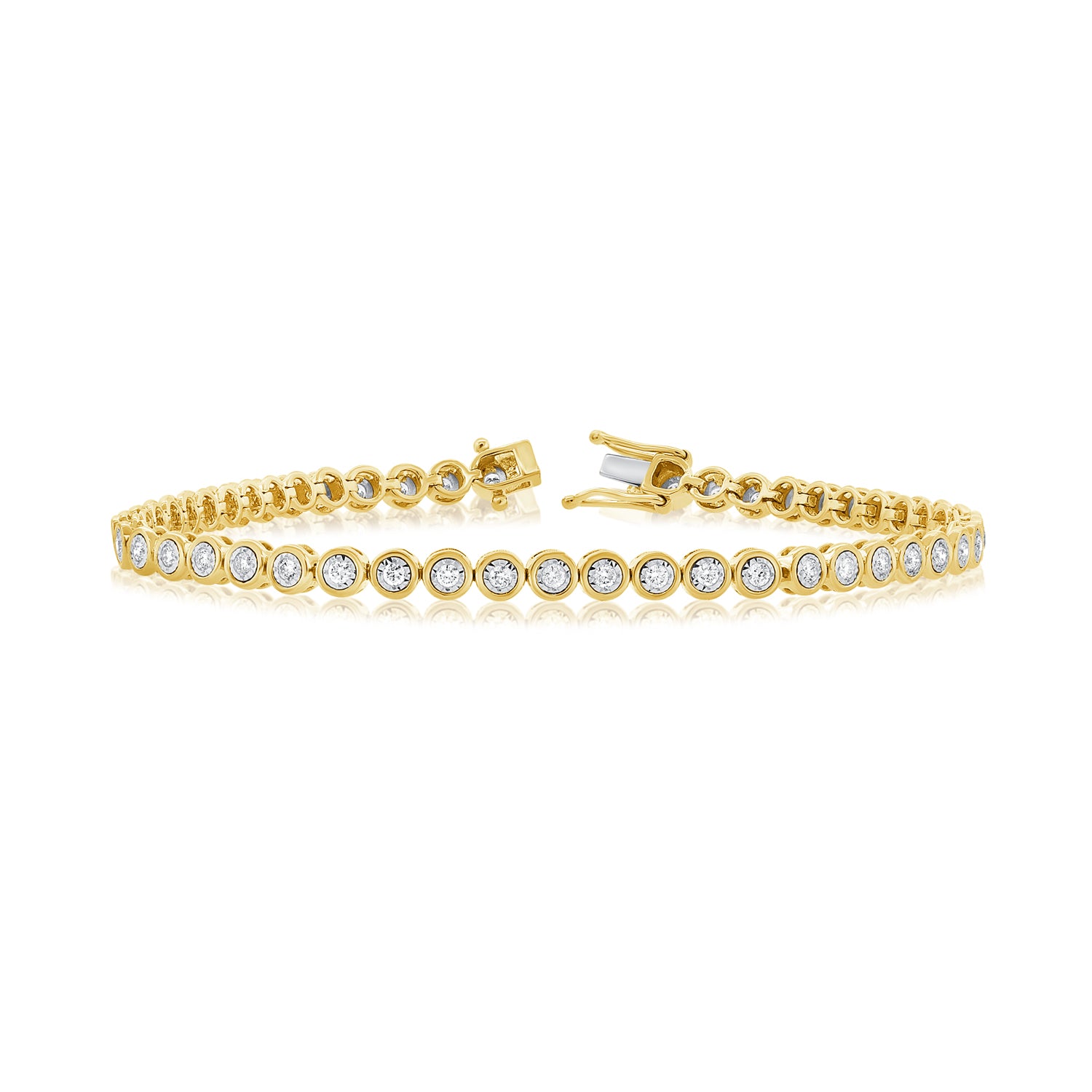 14K Gold & Diamond Bezel Bracelet - 0.97ct