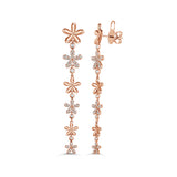 18K Gold & Diamond Flower Dangle Earrings - 0.74ct