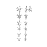 18K Gold & Diamond Flower Dangle Earrings - 0.74ct