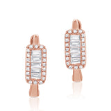 14K Gold & Baguette Diamond Huggie Earrings - 0.25ct