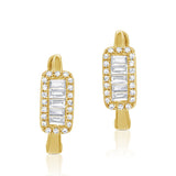 14K Gold & Baguette Diamond Huggie Earrings - 0.25ct