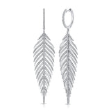 14K Gold Diamond Feather Earrings