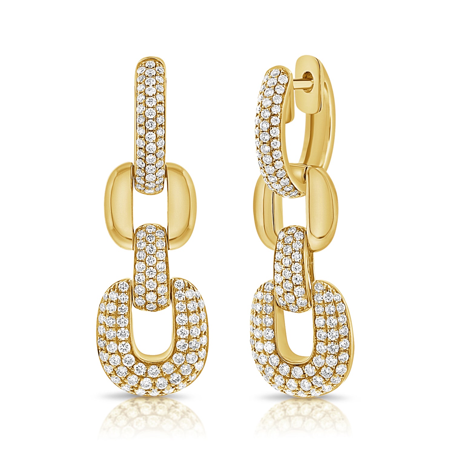 14K Gold Diamond Link Drop Earringa - 1.79ct