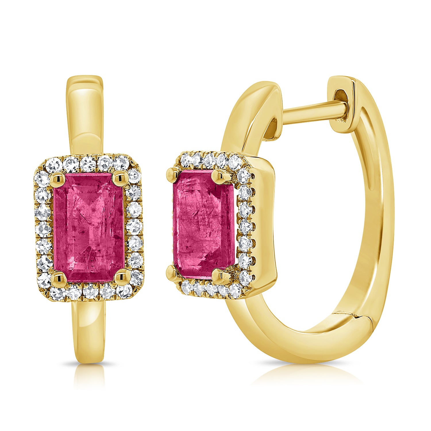 Pink sapphire huggie deals earrings