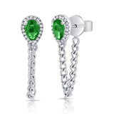 14K Gold Emerald & Diamond Dangle Earrings