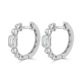 14K Gold Round and Emerald Cut Diamond Earrings - 0.60ct