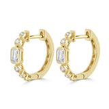 14K Gold Round and Emerald Cut Diamond Earrings - 0.60ct