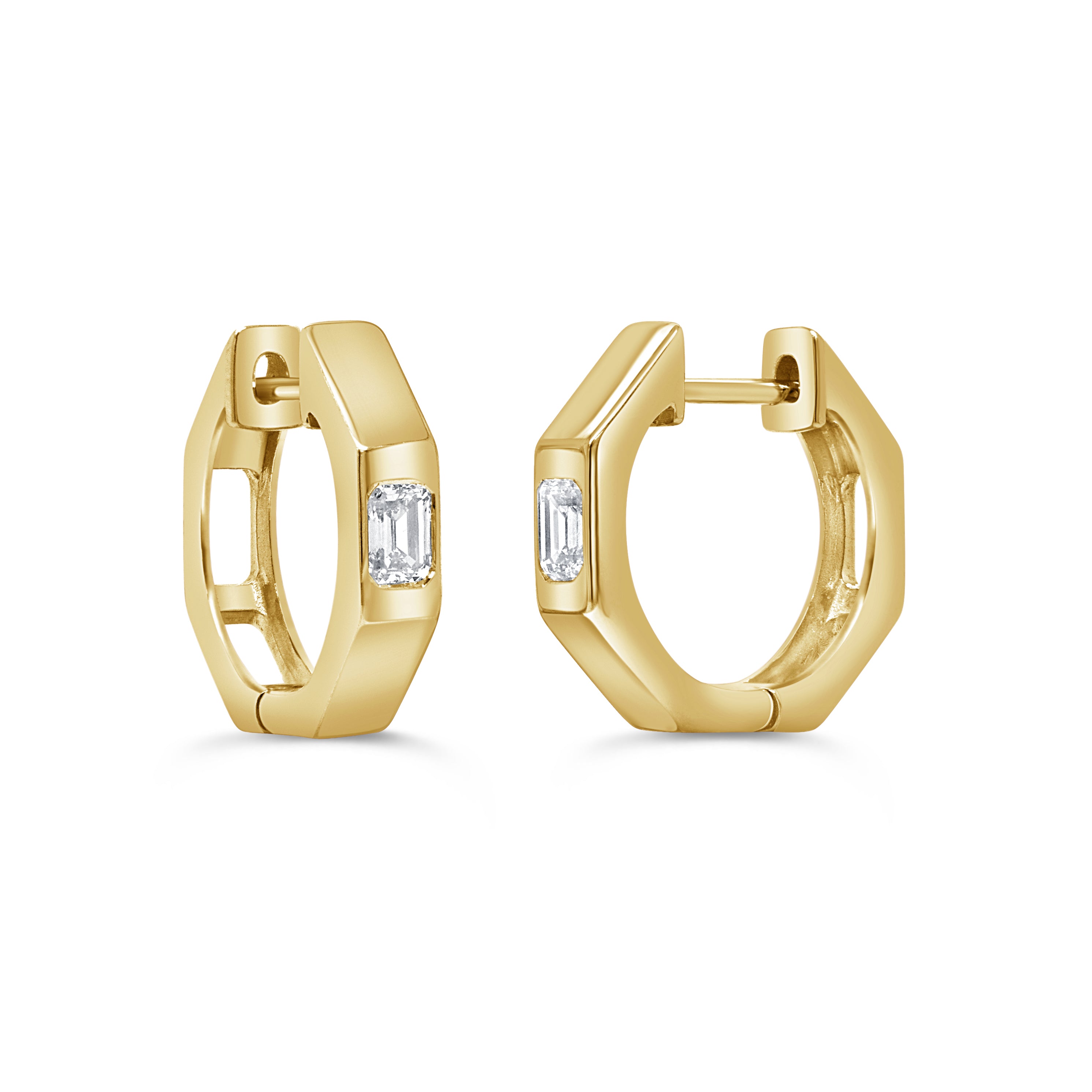 14K Gold & Emerald-Cut Diamond Earrings - 0.31ct