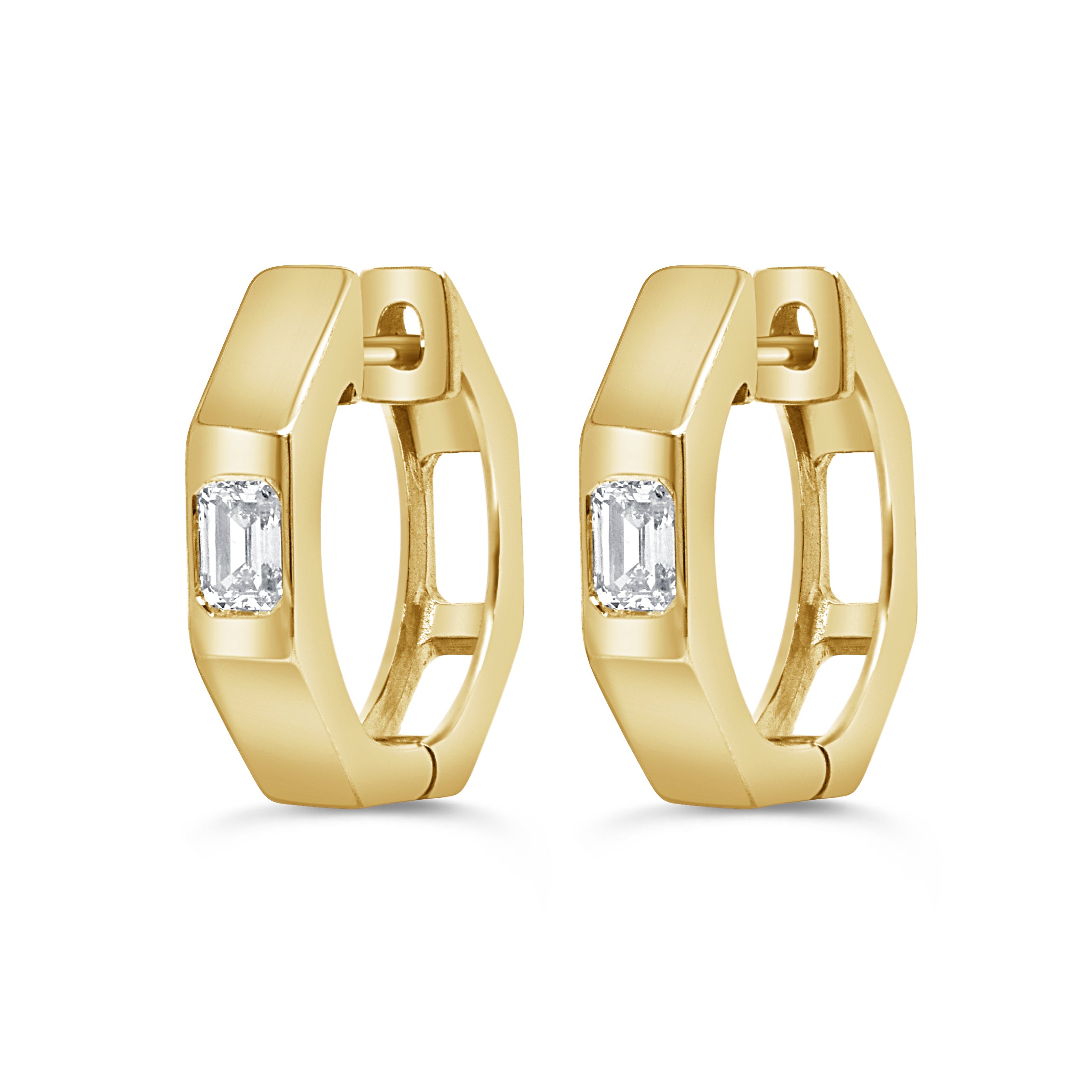 14K Gold & Emerald-Cut Diamond Earrings - 0.31ct