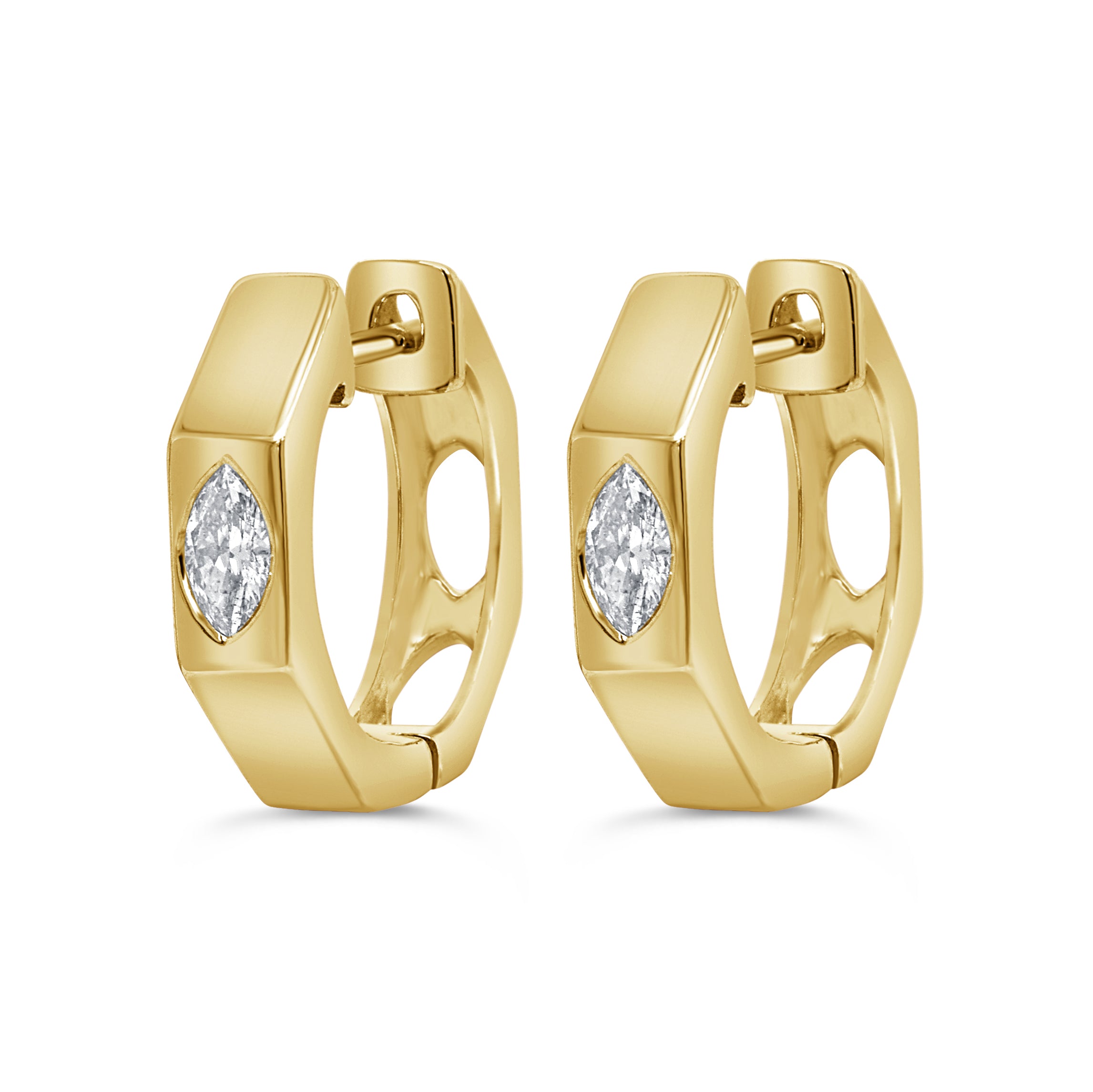 14K Gold & Marquise Cut Diamond Earrings - 0.28ct