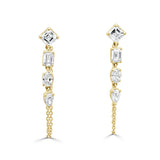 14K Gold Mixed Fancy Shape Diamond Earrings - 1.21ct