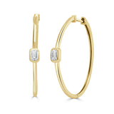 14K Gold Emerald Cut Hoop Earrings - 0.59ct