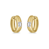 14K Gold & Emerald Cut Diamond Earrings - 0.62ct