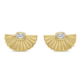 14K Gold & Emerald Cut Diamond Fan Earrings - 0.22ct